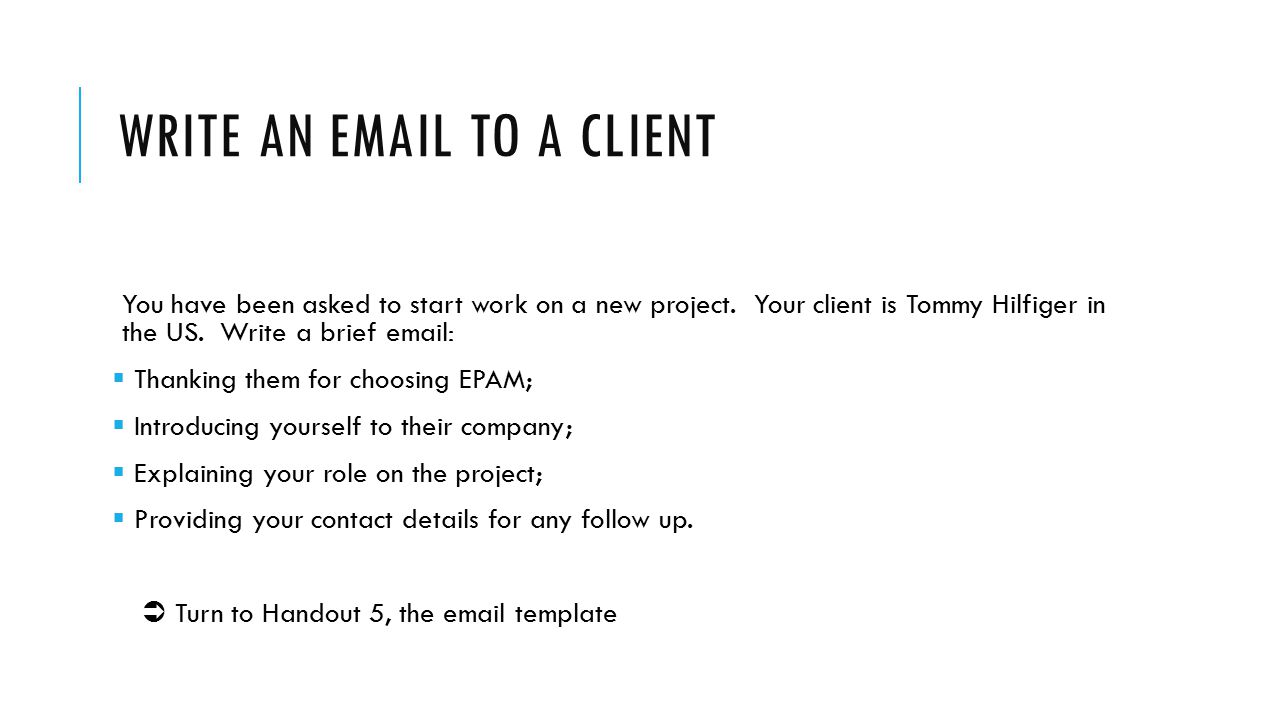 Writing a business email to a client